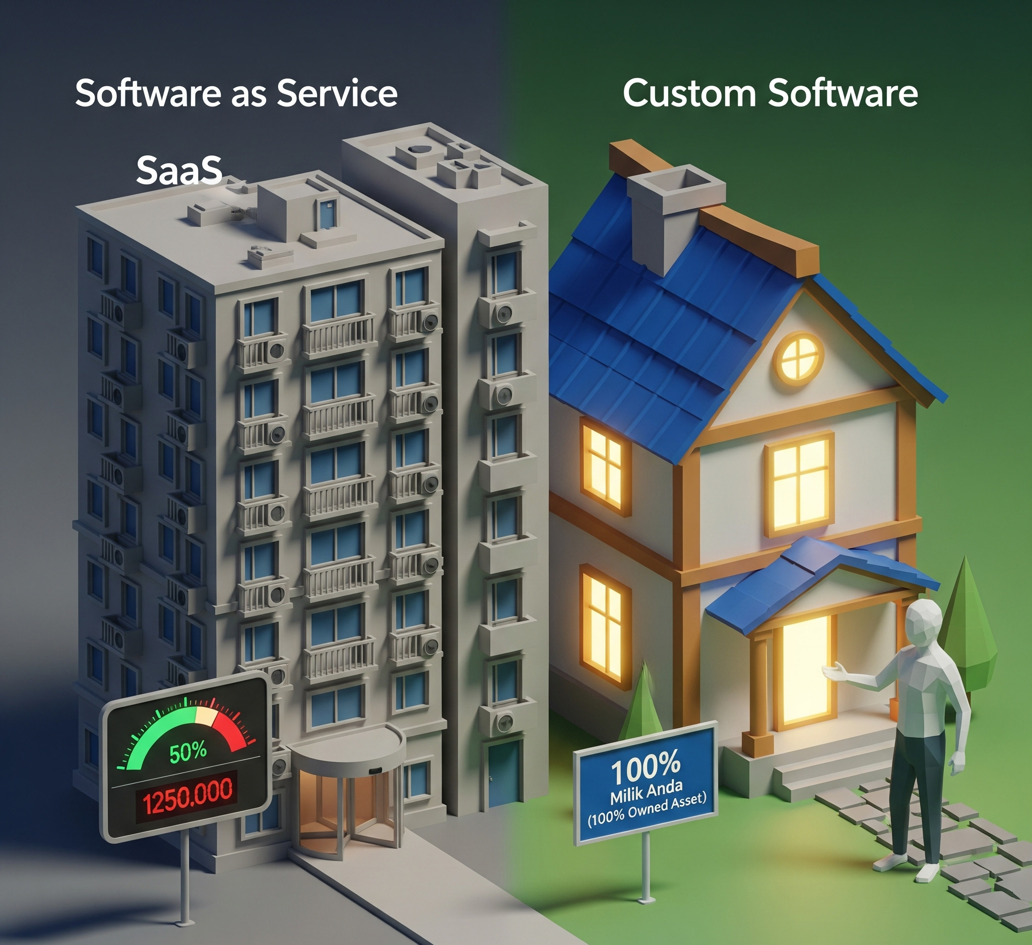 Perbedaan Mendasar: Software Kustom (Codeloka) vs. Software Langganan (SaaS)