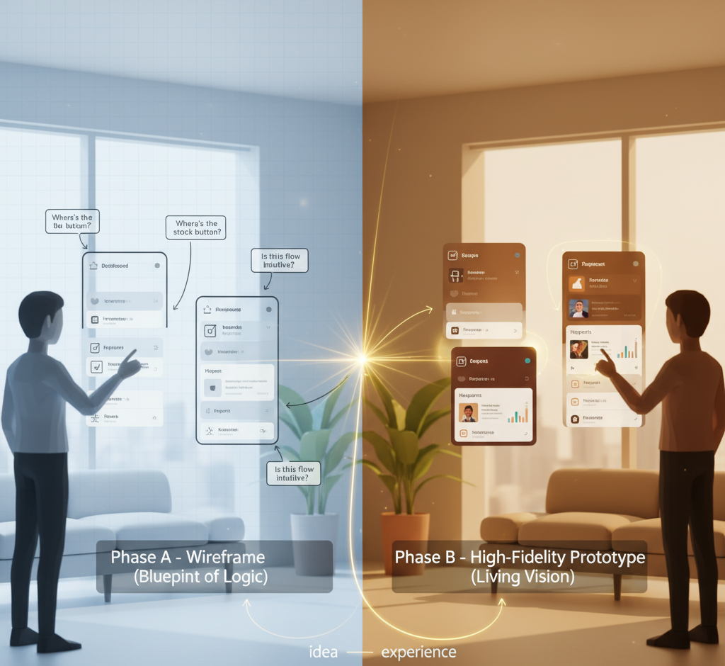 Proses Kami (Tahap 2): Dari 'Wireframe' Menjadi 'Prototype' (Proses Desain UI/UX)